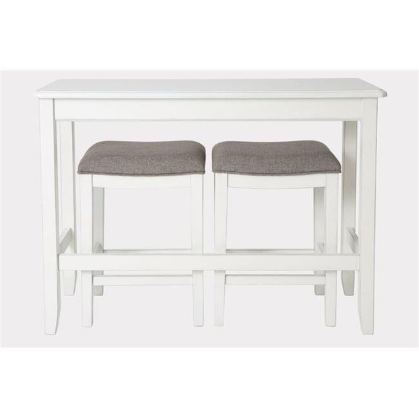 Newridge Home Goods NewRidge Home Goods 4570-WHT Home Sofa Table with Two Stools; White 4570-WHT